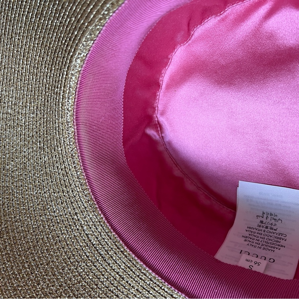 GUCCI Straw Hat Beige with Black Ribbon & Bee - Picture 8 of 9